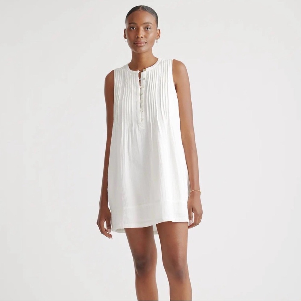 Quince 100% Organic Cotton Gauze Sleeveless Swing Dress
